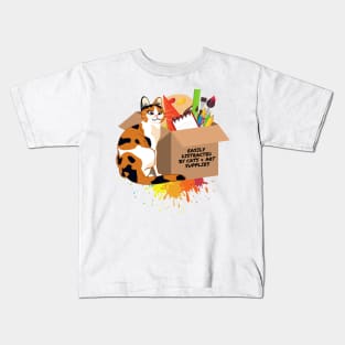 Easily Distracted by Cats and Art Supplies Kids T-Shirt